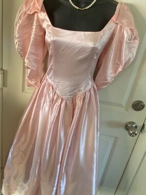 Jessica McClintock Pink Vintage 1980 Satin Puff Formal Gown 8